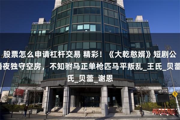 股票怎么申请杠杆交易 精彩！《大乾憨婿》短剧公主大婚夜独守空房，不知驸马正单枪匹马平叛乱_王氏_贝蕾_谢恩